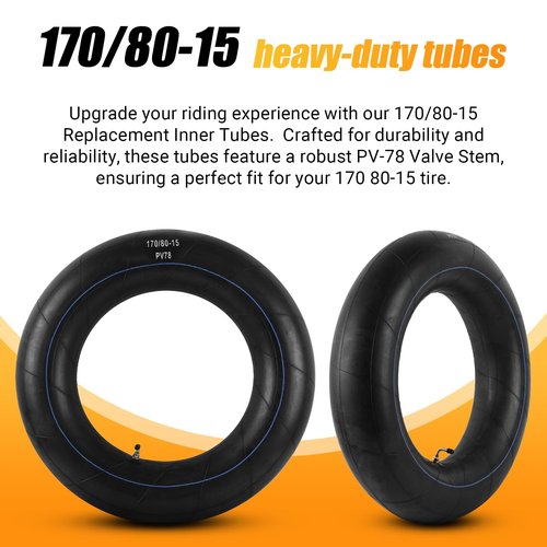 AR-PRO (2-Pack) 170/80-15 Replacement Inner Tubes Heavy Duty with PV-78 Valve Stem - Premium Butyl Rubber Power Sports Inner Tube Perfect for 170 80-15 Tire