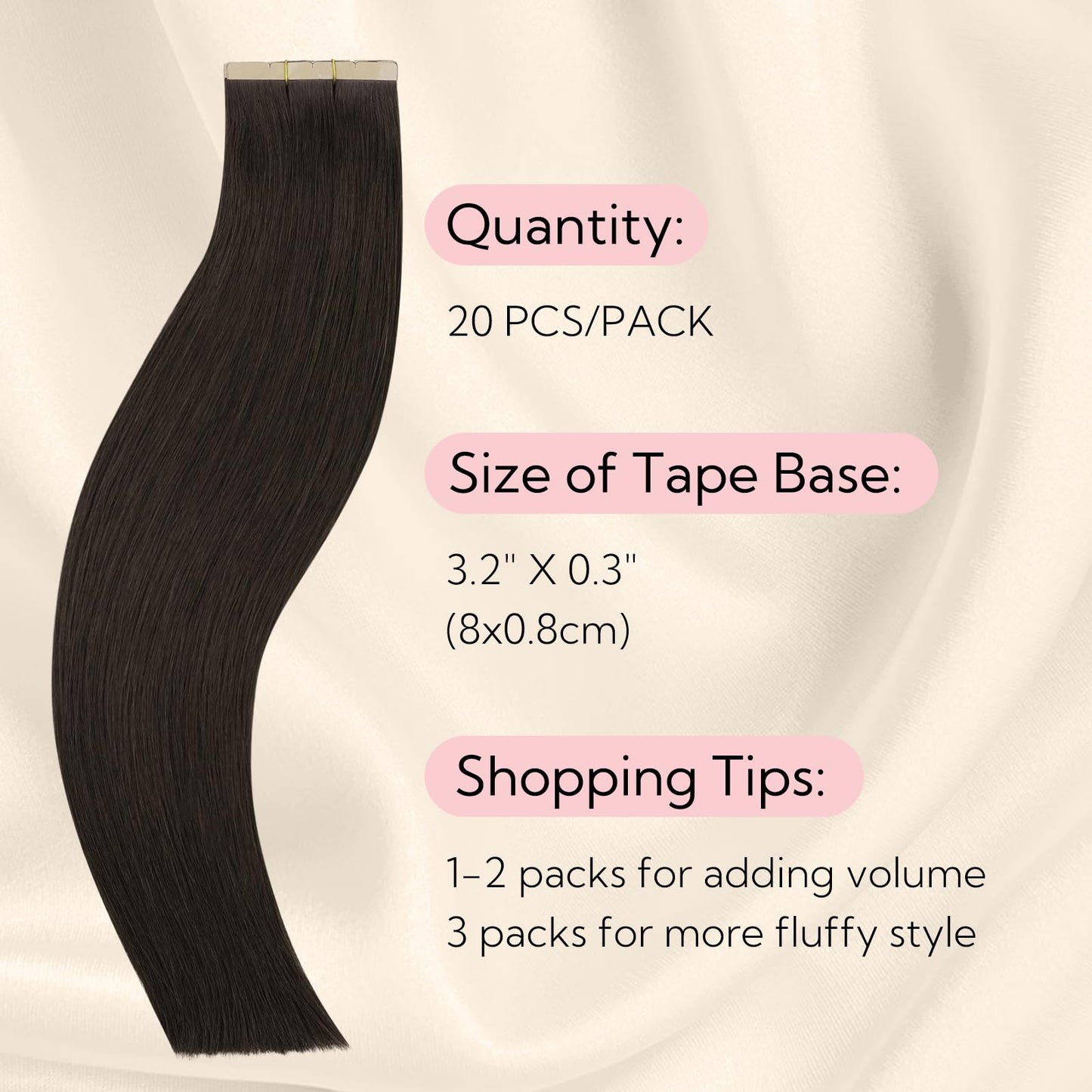 HOTBANANA Wide Tape in Hair Extensions Human Hair, DIY Cut dark brown weft tape in extensions real human hair,18inch 100g 20pcs Dark Brown Straight Style