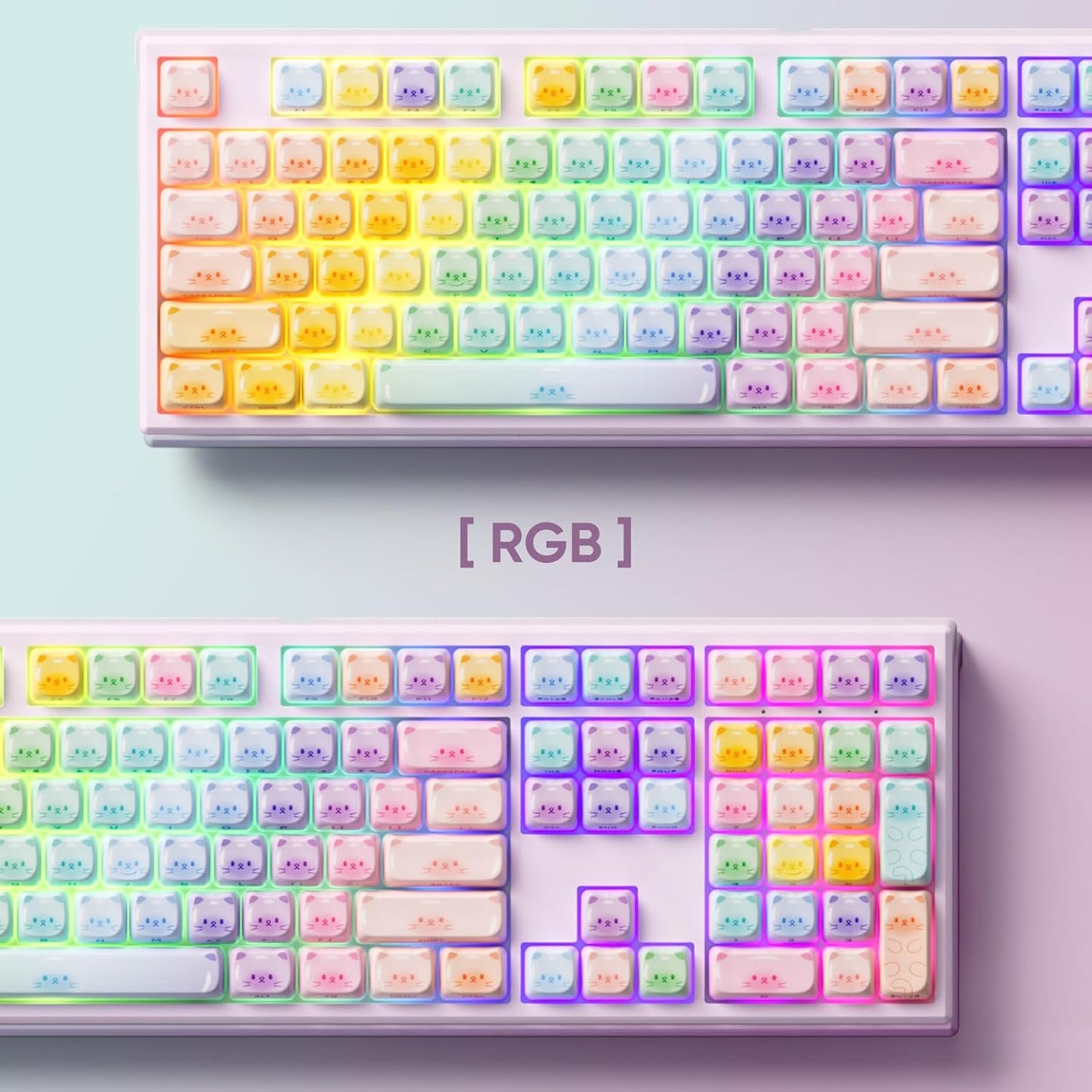 AKKO MG108B Colorful Cats Mechanical Keyboard Hot-Swappable Multi-Mode Gaming Keyboard with PBT Dye-Sub Mao Profile Keycaps Pre Lubed Piano Switch