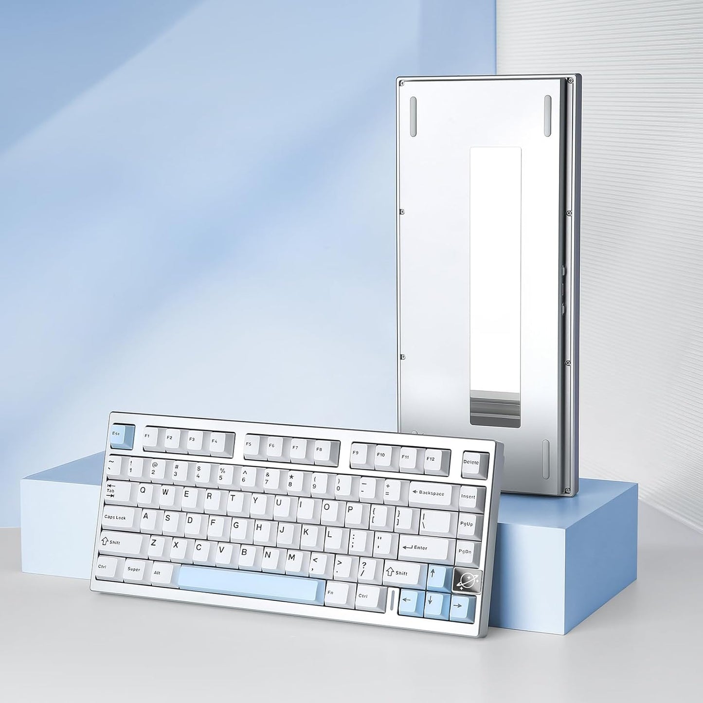 YUNZII AL75 PRO 75% Wireless Mechanical Gaming Keyboard,Full Aluminum CNC,BT/2.4G/Wired,PBT Keycaps,Gasket Mounted Hot Swap,Custom RGB Backlight, Programmable for Mac/Win (Silver, Blue Grey)