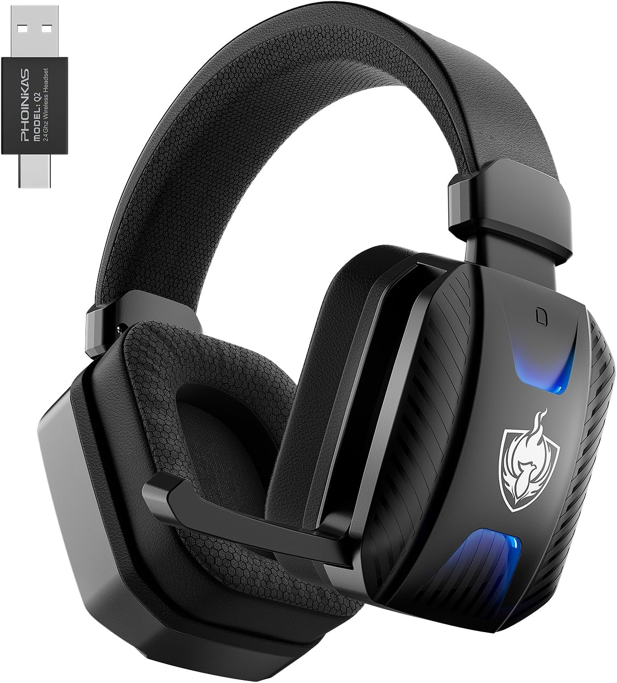 2.4GHz Wireless Gaming Headset for PS5, PS4, PC, Bluetooth 5.3 Gaming Headphones with Noise Canceling Mic, 7.1 Stereo Sound, 30+Hr Battery Gamer Headsets for Switch, Laptop, Mobile, Mac -Black