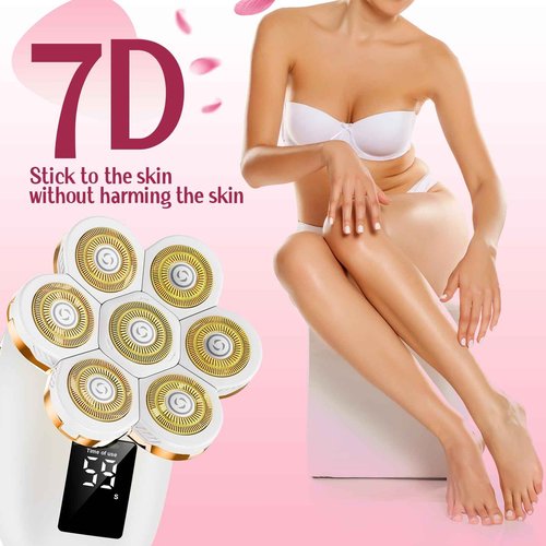Electric Razors for Women,7D Gifts for Women,Cordless Electric Shaver with Detachable Head Wet/Dry Facial Hair Remover for Legs Painless Water Resistant (Gold)