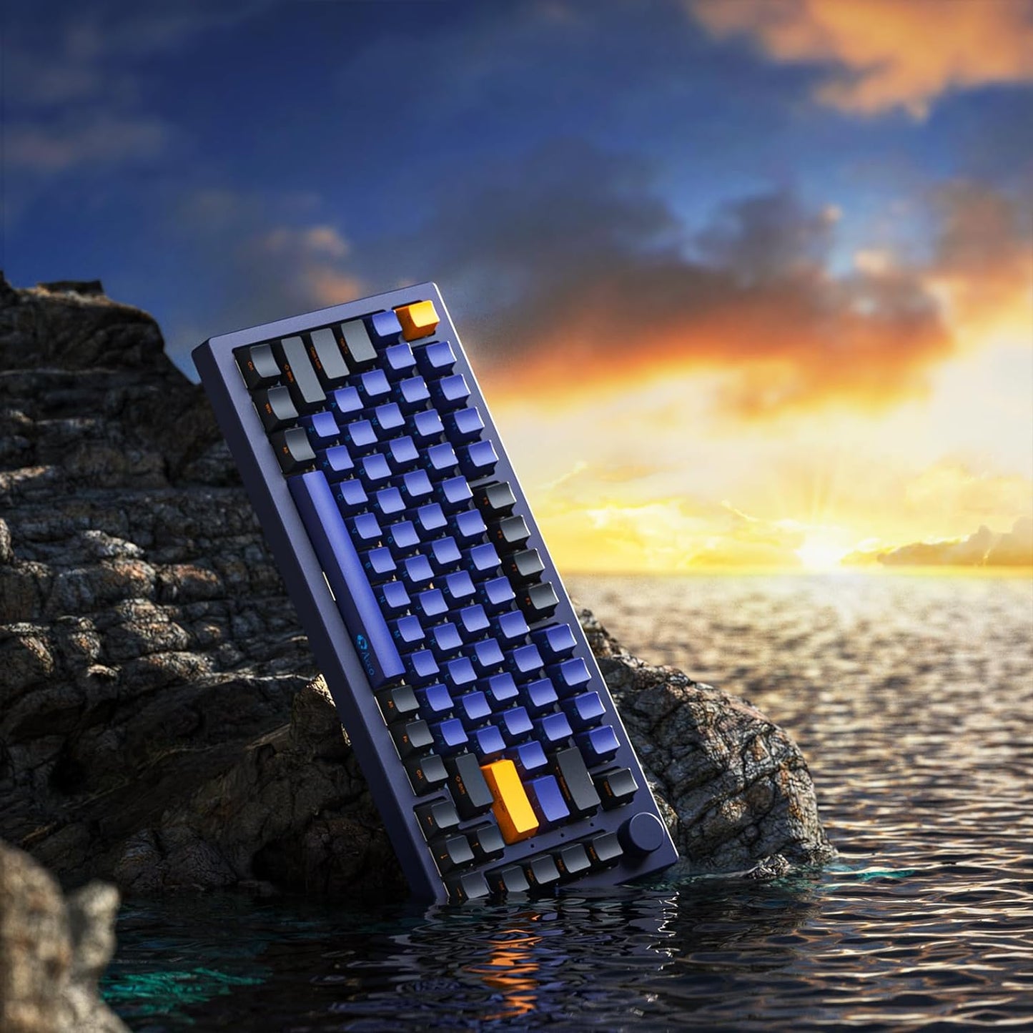 Akko 5075B Plus Mechanical Keyboard 75% Percent RGB Hot-swappable Creamy Keyboard with Knob, Black & Silver Theme with PBT Double Shot ASA Profile Keycaps V3 Creamy Yellow Pro Switch