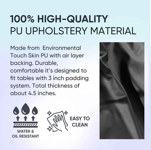 Spa Luxe Vinyl Massage Table Protector Cover Fitted (Black)