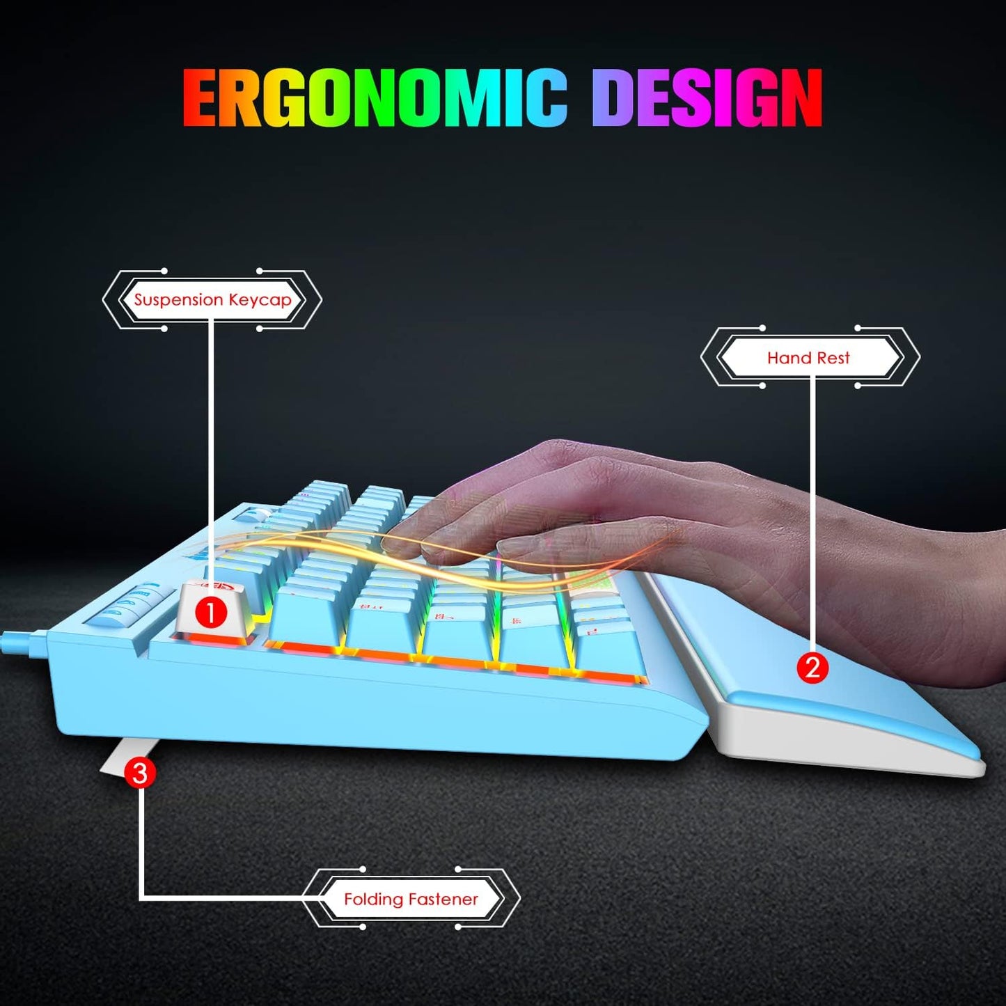 ZIYOU LANG Mechanical Gaming Keyboard, 87 Keys Chroma RGB LED Backlit, Blue Switch, USB-C, PC/Mac Compatible