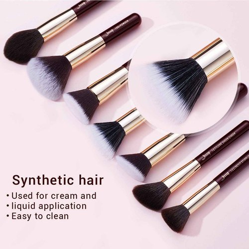 Jessup Makeup Brushes Set Professional Makeup Brush Eyeshadow Blending Powder Foundation Blusher Concealer 25pcs with Cosmetics Storage Box, Zinfandel T285