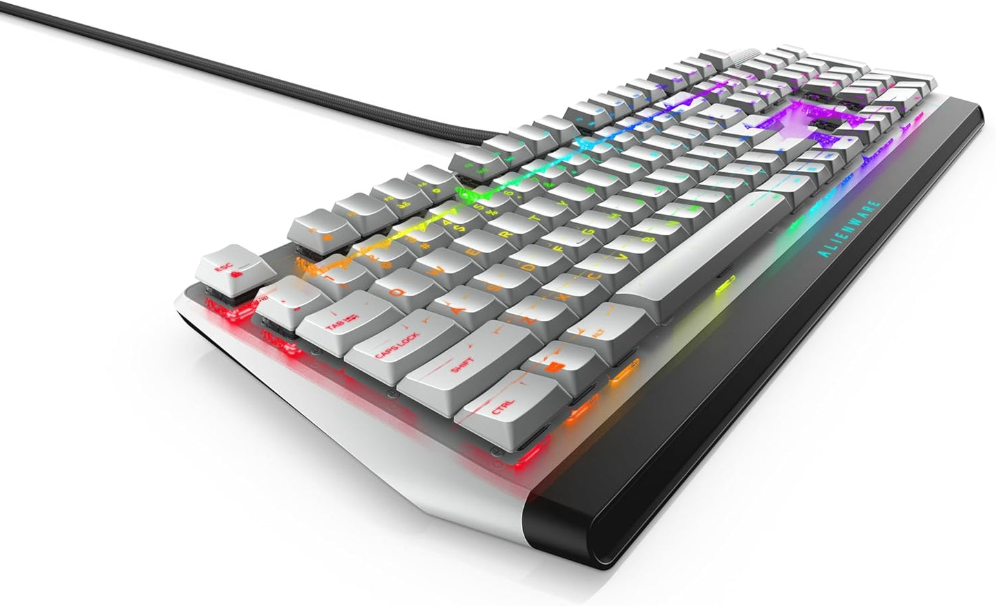 Alienware Low-Profile RGB Gaming Keyboard AW510K, AlienFx Per Key RGB LED Color Backlighting, Media CONTROLS & USB Passthrough, Cherry MX Low Profile Red Switches