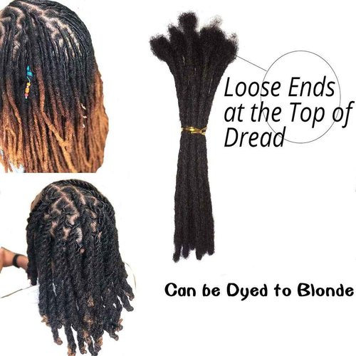 YOTCHOI Human Hair Dreadlocks Extension Handmade Locs Small Size(diameter 0.4cm) 10inch 30 Strands/pack Natural Black #1B