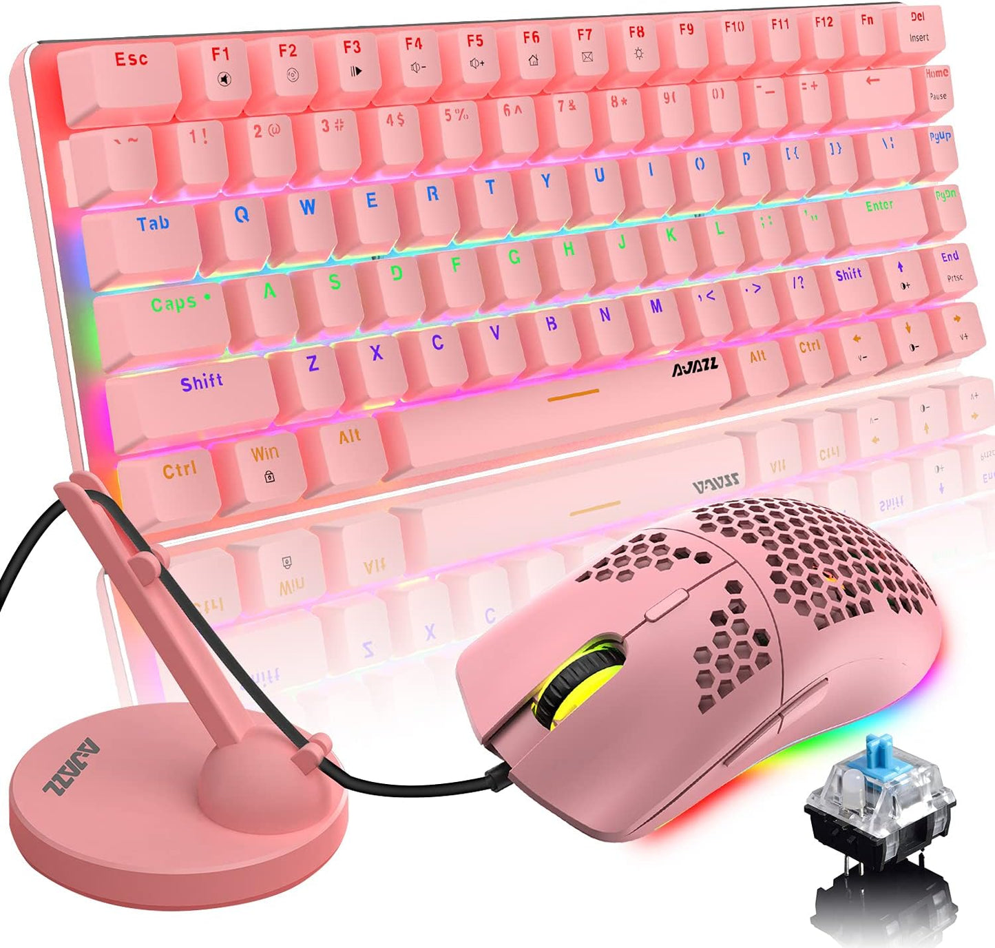 ZIYOU LANG Wired Gaming Keyboard and Mouse,3 in 1 Gaming Set,Green LED Backlit Mechanical Keyboard,12K DPI Superlight Gaming Mouse,Large Mouse Pad for PC Gamer