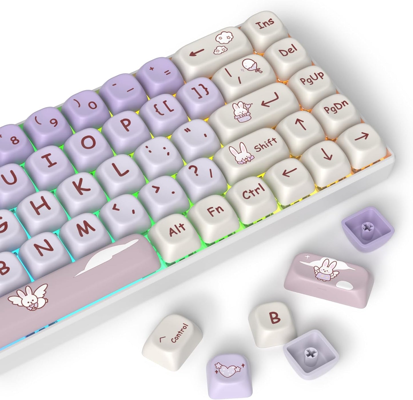 61 PBT Game keycap, 60% Backlight with Key Puller OEM Configuration American Layout, 87/104 Mechanical Keyboard (no Keyboard) (Ahris)