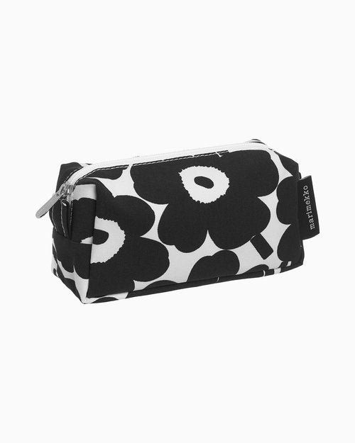 MARIMEKKO Tiise Mini Unikko Terry Cotton Cosmetic Bag (Black) – Floral Cosmetic Bag to Include in your Travel Essentials – 7x4x3 in