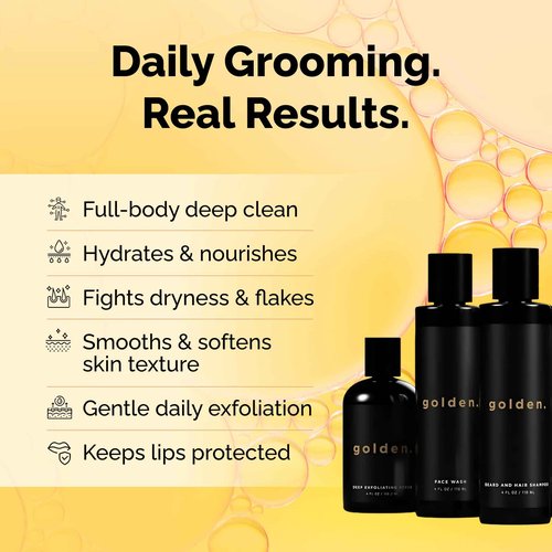 Golden Grooming The Unbearded Bundle – Clean Face & Fresh Skin Essentials for Black Men | Beard & Hair Shampoo, Body Wash, Balm & More!
