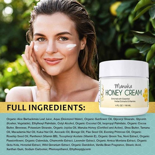 Deluvia Manuka Honey Cream | Hydrating & Soothing Moisturizer Face & Body Lotion | for Sensitive Skin, Eczema, Psoriasis & Dermatitis | 4 ounce 2 Pack