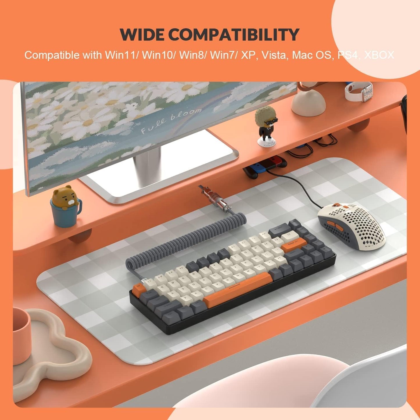 ZIYOU LANG RK-T8PR0 Wired 65% Mechanical Gaming Keyboard and Mouse Combo with RGB Backlit Anti-ghosting TKL Mini 68 Key Coiled C to A Cable Tactile Blue Switch for PS4 PS5 Xbox PC Mac Gamer(Dark Gray)
