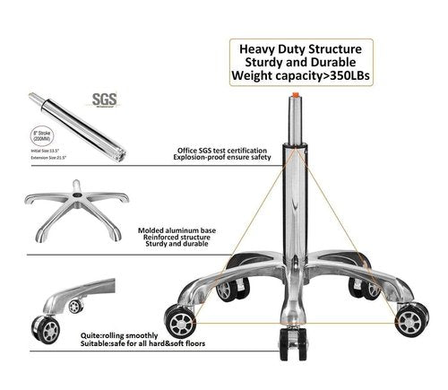 Professional Swivel Rolling Stool Adjustable Height Hydraulic Stool with Wheels for Clinic Dentist Spa Massage Salons Studio (Black)