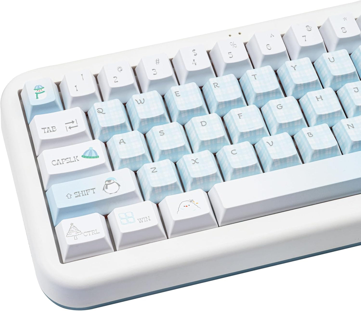 145 Keys PBT Keycap Cherry Profile, Light Blue White Black Bow Aesthetic Dye Sublimation Gaming Custom Keycaps for ANSI/ISO Layout Mechanical Keyboards