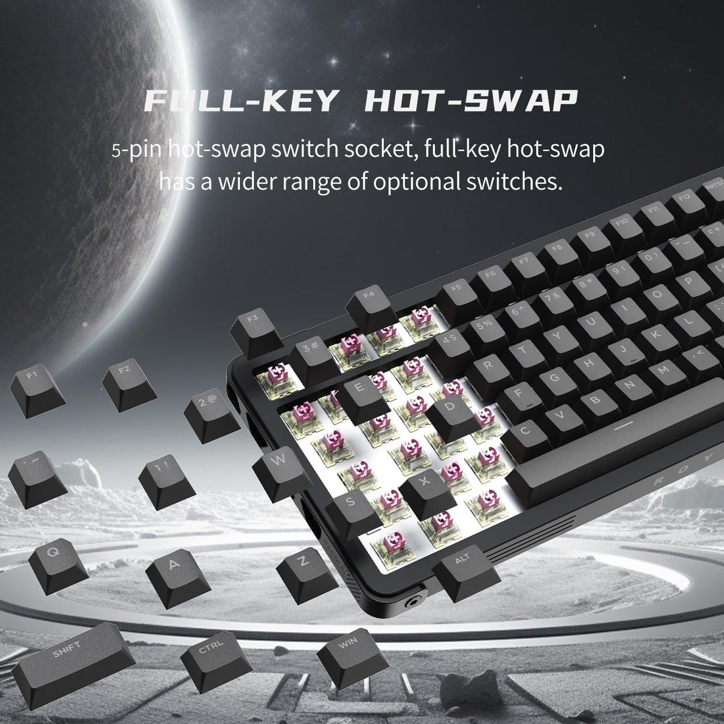 98% Wireless Mechanical Keyboard, BT/2.4G/USB-C Tri-Mode Hot Swappable with PBT Keycaps, Linear Switches, Gasket Structure, RGB Backlit Gaming Keyboard for Win/Mac/iOS/Android (White)
