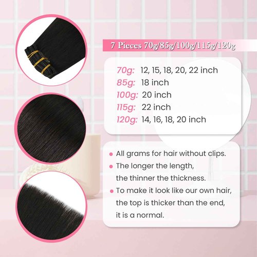 Dark Brown Clip in Hair Extensions Real Human Hair 100G 100% Real Human Hair Clip in Hair Extensions 7pcs 16clips (20 Inch #2)