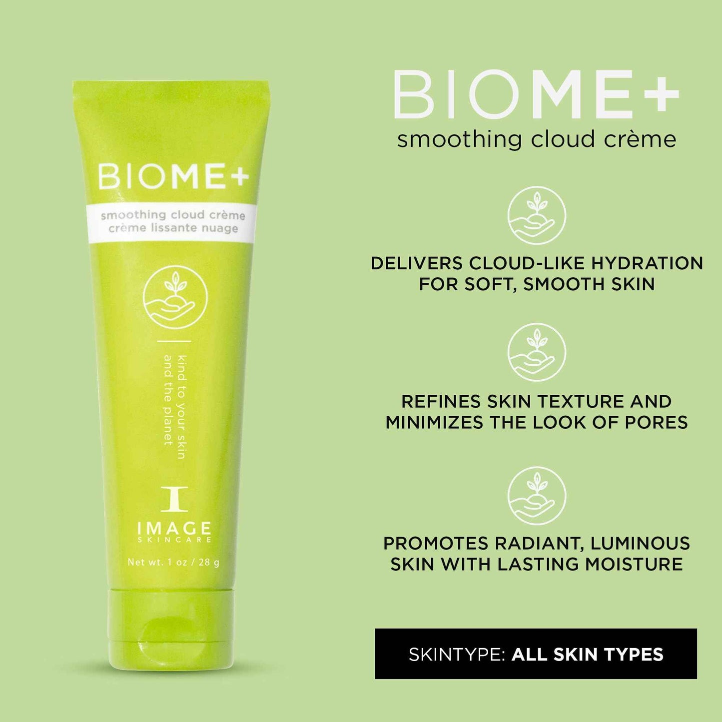 IMAGE Skincare, Discovery size BIOME+ Smoothing Cloud Crème, Microbiome Friendly Face Cream, Supports Skin Moisture Barrier, 1 oz