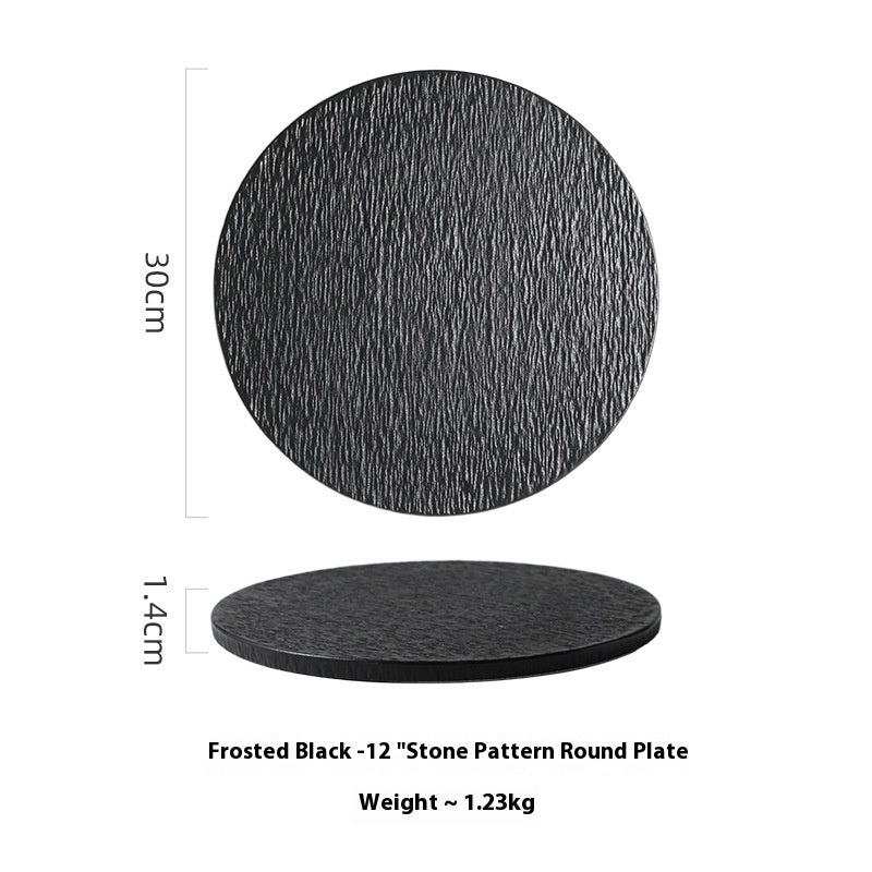 Ceramic Flat Plate Set - Nordic Style Rock Pattern Kitchen Dishware