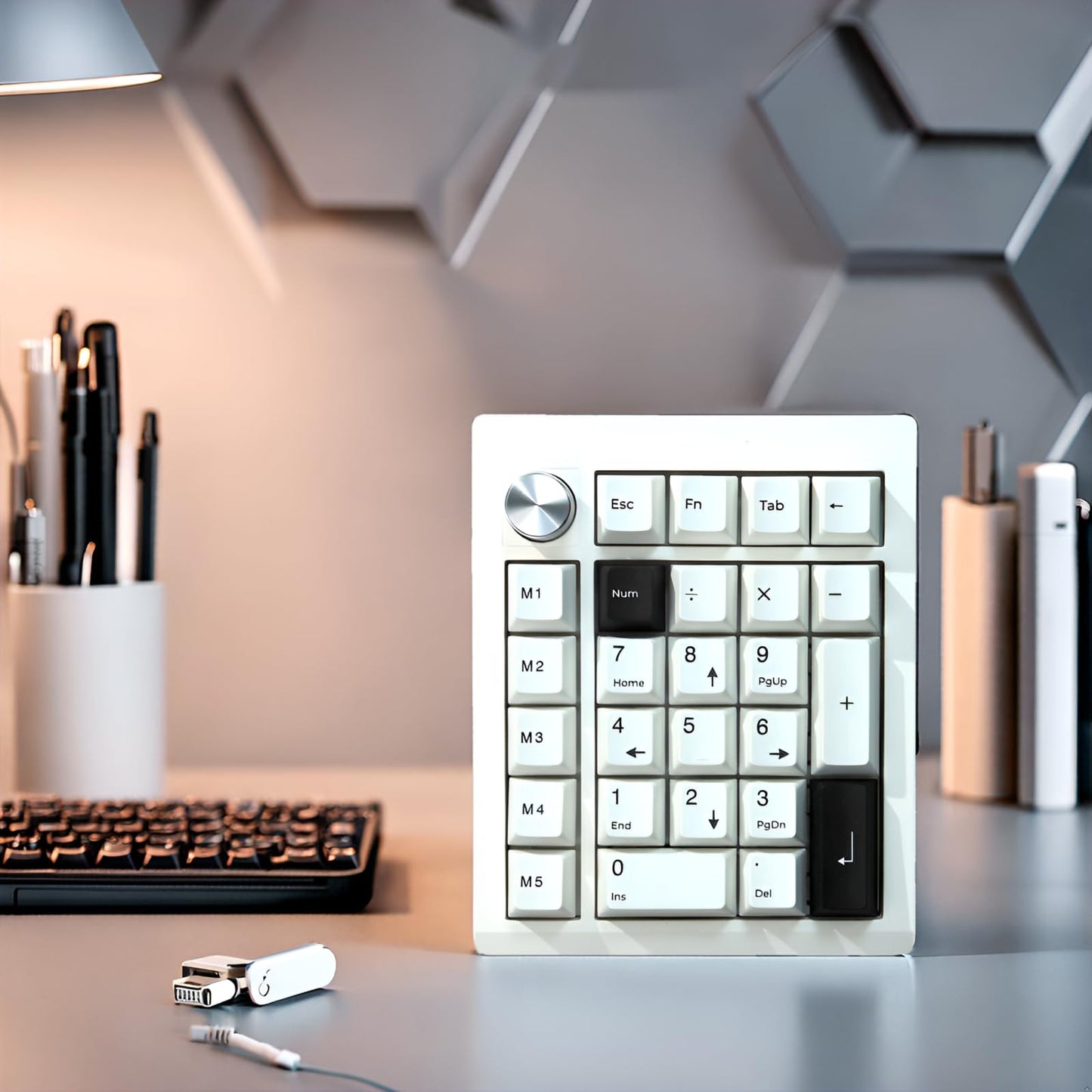 ZMX GMK26 Mechanical Numpad,VIA/QMK Programmable Hot Swappable Gasket Wired BT5.0/2.4G Wireless Number Pad with Knob PBT Keycaps 26 Keys Macro RGB Gaming Numeric Keypad for Laptop TKL Keyboard (White)