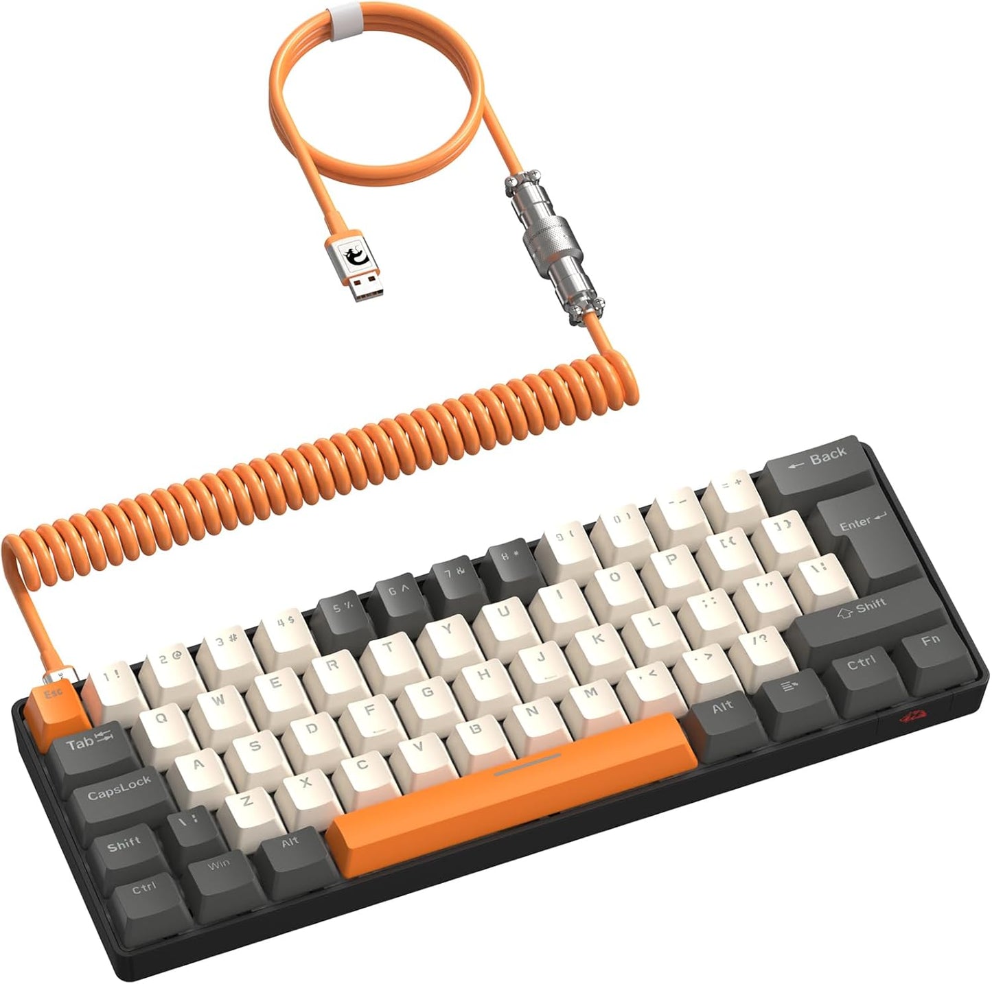 ZIYOU LANG RK-T60 Wired Mechanical Gaming Keyboard Mini Portable with Rainbow Backlit 62Key ABS Keycaps Full Anti-Ghosting Ergonomic Design Coiled Aviator Cable for PS4/PC/WIN Gamer(Blue/Red Switch)