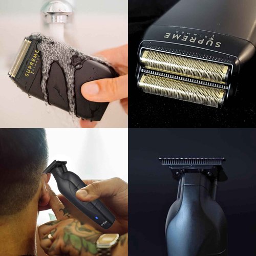 Supreme Trimmer Vader Trimmer & Crunch Foil Shaver Barber Haircutting Kit | Professional DLC T-Blade Beard Trimmer ST3778 & STF602 Waterproof IPX6 Shaver Set | (Black)