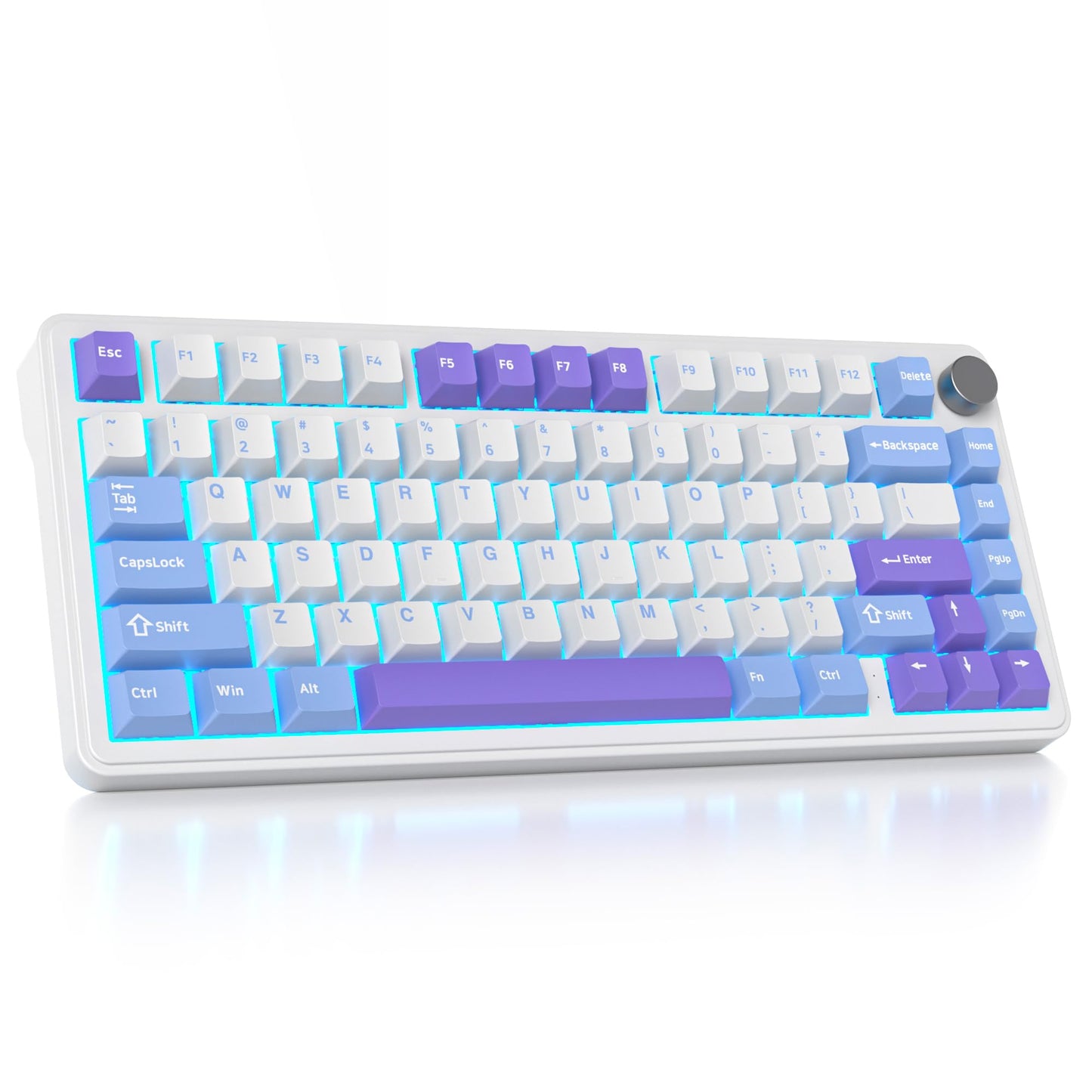 surmen M75 75% Wireless Creamy Keyboard with Gasket, Pre-lubed Triple Mode Bluetooth Mechanical Gaming Keyboard BT5.0/2.4Ghz/USB with Sound Absorbing Pads Hot-Swap(Starlight White)