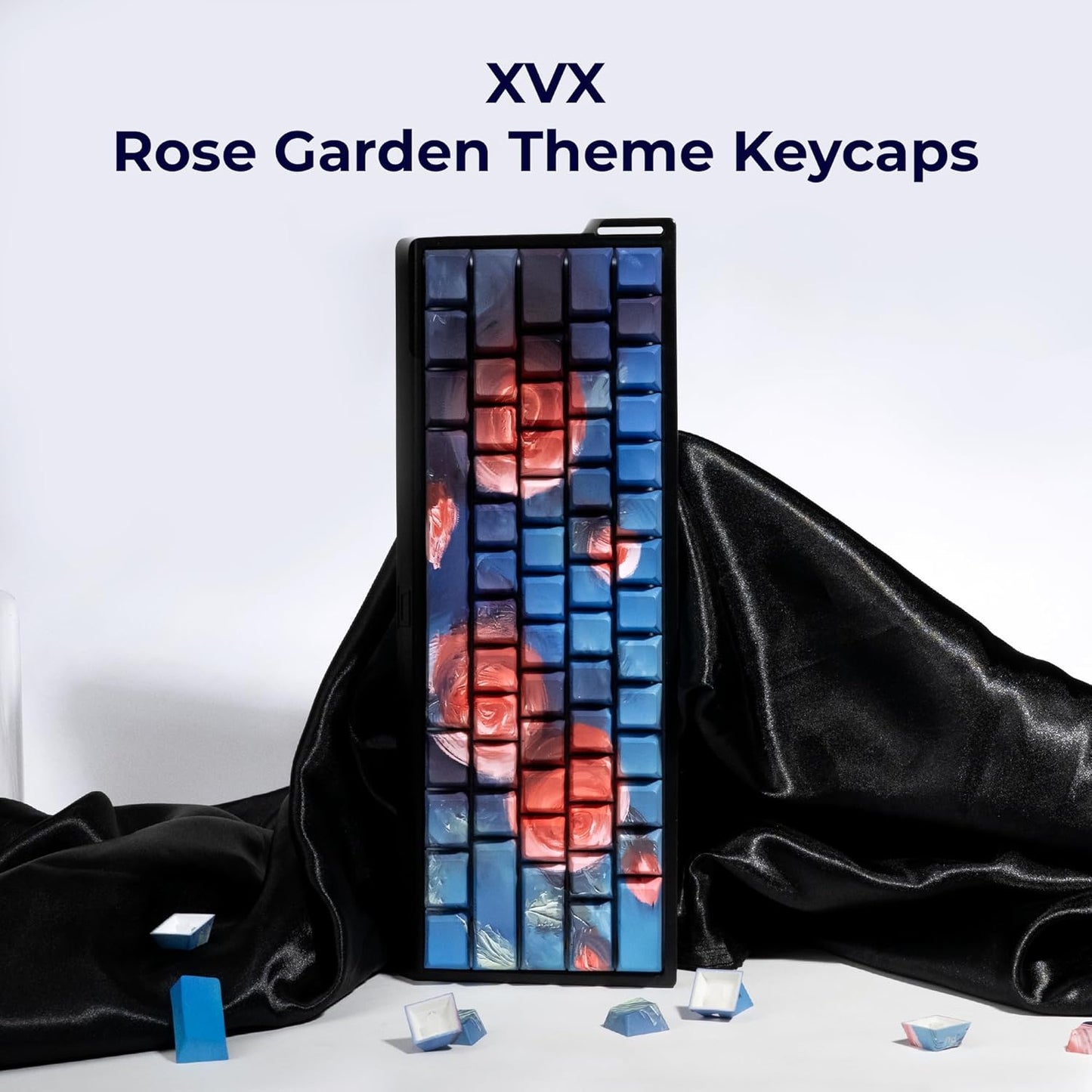 XVX PBT Keycaps - Shine Through Keycaps, Side Printed Custom Keycaps 75 Percent, Rose Garden Key Cap Set Dye Sub & Double Shot, 130 Keys Cherry Profile Keyboard Keycap for Mechanical Keyboard