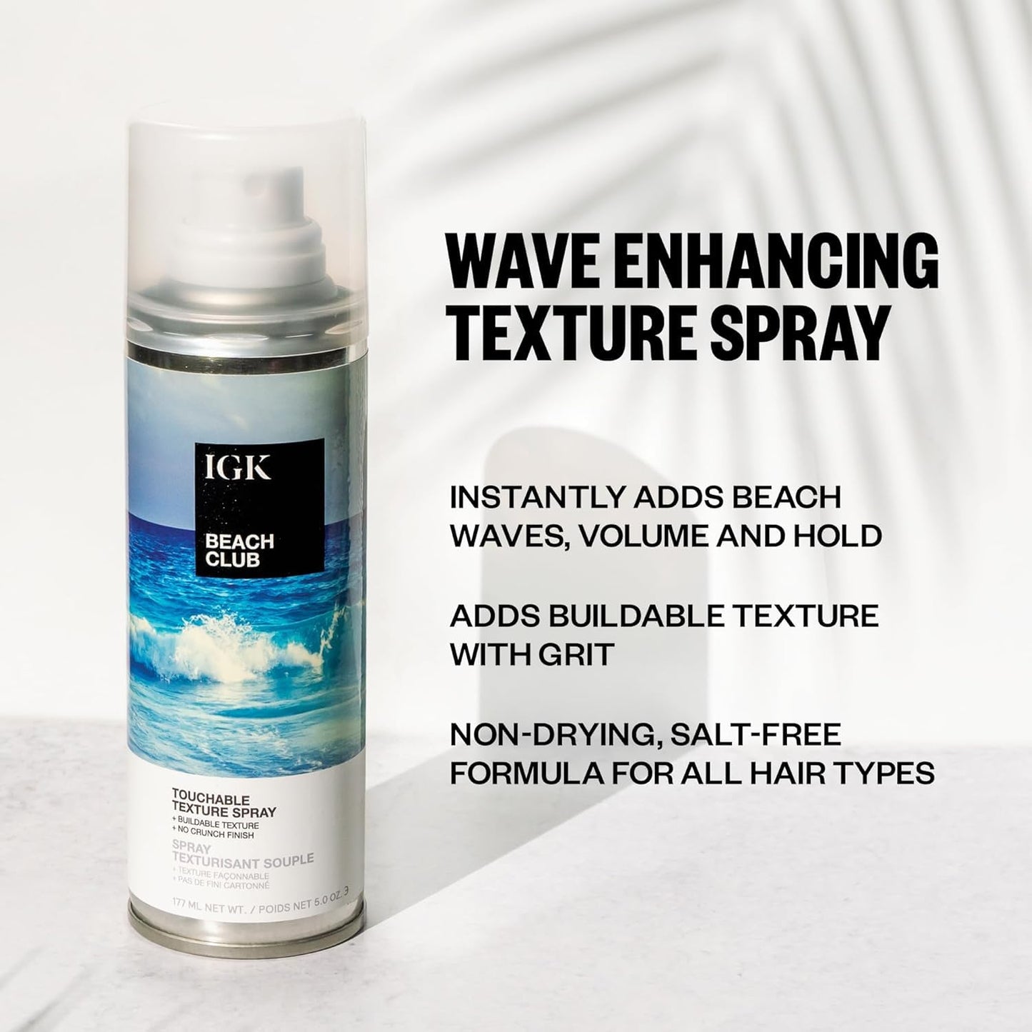 IGK BEACH CLUB Touchable Texture Spray | Hold + Volume + Lightweight | Vegan + Cruelty Free | 5.0 oz (Pack of 2)