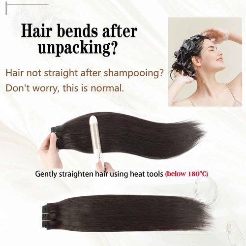 ABH AMAZINGBEAUTY HAIR Clip in Hair Extensions Real Human Hair Natural Black 18 Inch Clip in Straight Invisible Clip ins Human Hair Extensions Color #1B 8Pcs With 18 Clips 120 Gram