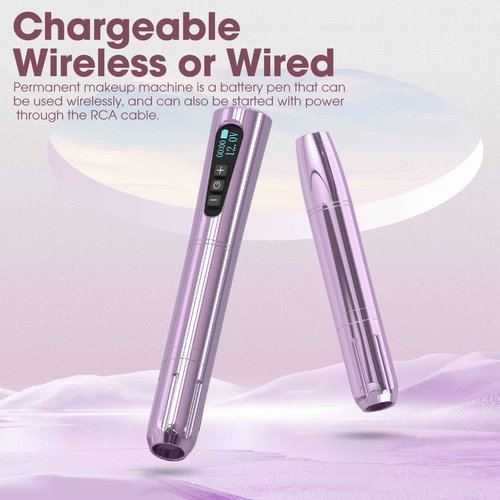 POPUPMU Tattoo Machine Kit - Wireless Tattoo Pen 3.0mm Stroke Length 800mAh Coreless Motor Rotary Gun Pen Set with Lining Needles Round Liner 18Pcs for Tattoo Beginner Artist Pink(NORA)