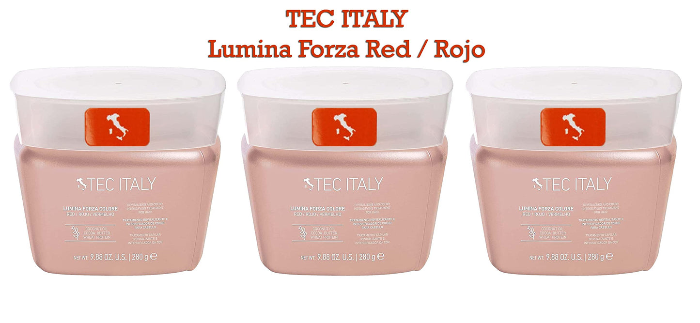 3x Tec Italy Hair Color Care Dimension Lumina Forza Colore Rojo/Red - 280 g