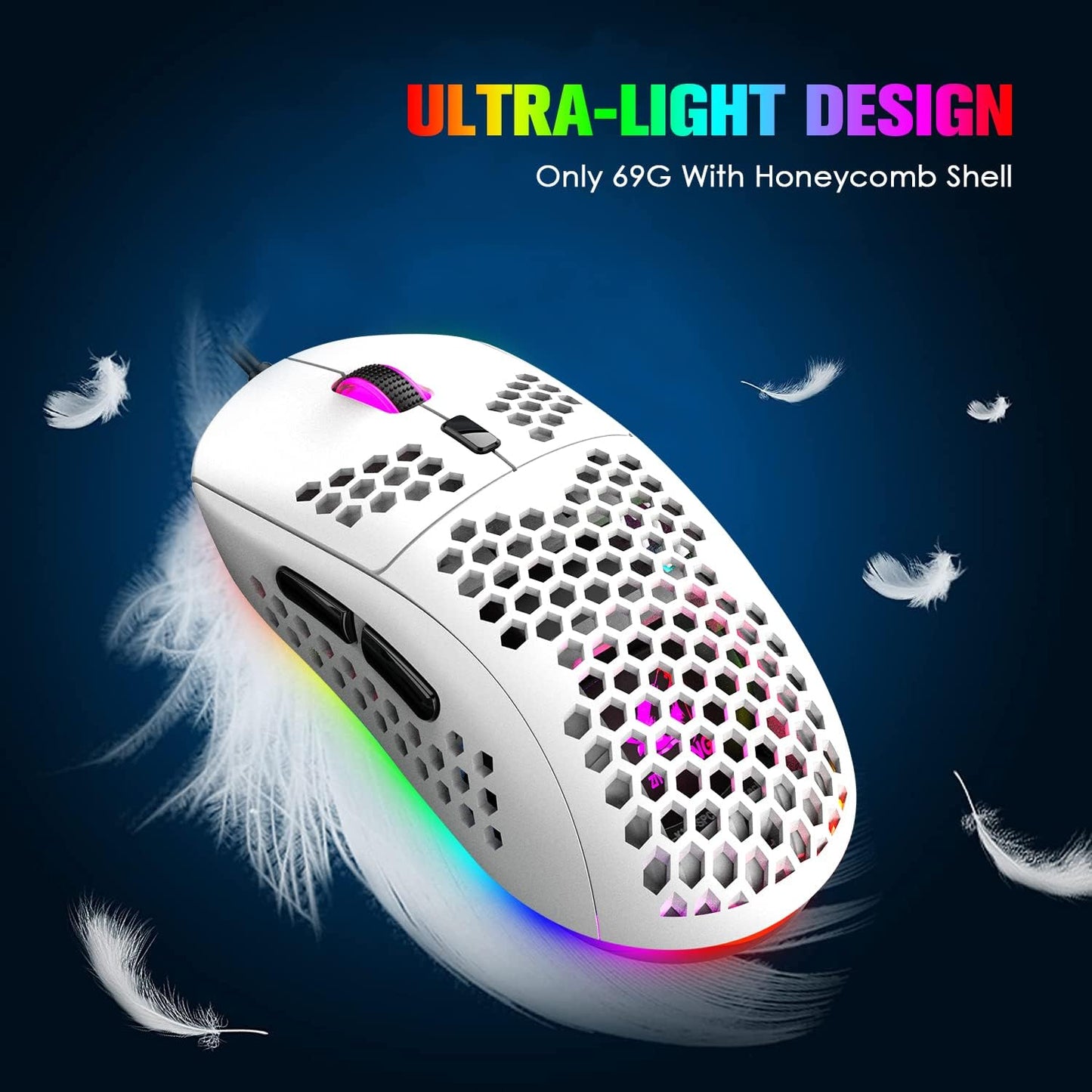 60% Gaming Keyboard and Mouse Combo Small Mini RGB Backlight Mechanical Feeling and Mechanical RGB 6400 DPI Honeycomb Optical Mouse,Gaming Mouse pad for Gamers and Typists Black