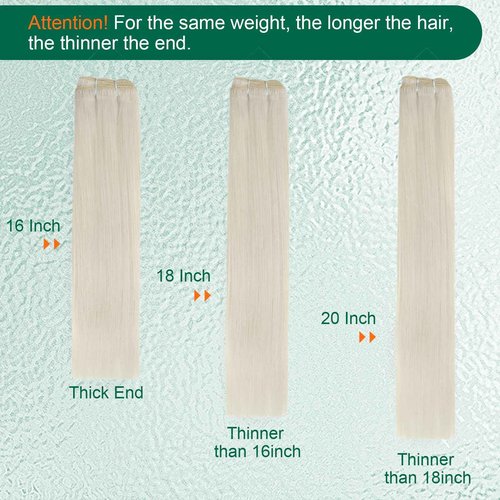 Easyouth 22 Inch Weft Hair Extensions Human Hair Blonde Sew in Hair Extensions Real Human Hair White Blonde Soft and Smooth Human Hair Extensions Sew in for Women 100G