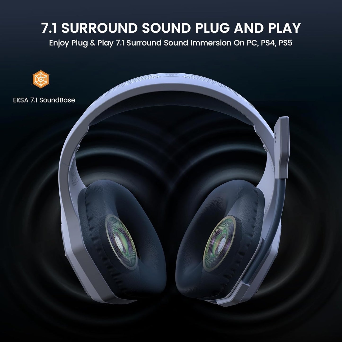 2.4GHz Wireless Gaming Headset for PC, PS4, PS5, Gaming Headphones with Noise Cancelling Microphone, 7.1 Surround Sound, 36-Hr Battery Gamer Headset for Computer, Laptop, 3.5mm Wired for Xbox Serie