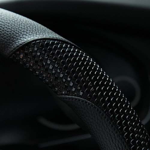 Valleycomfy Steering Wheel Cover with Microfiber Leather for Car Truck SUV 15 inch (Black)