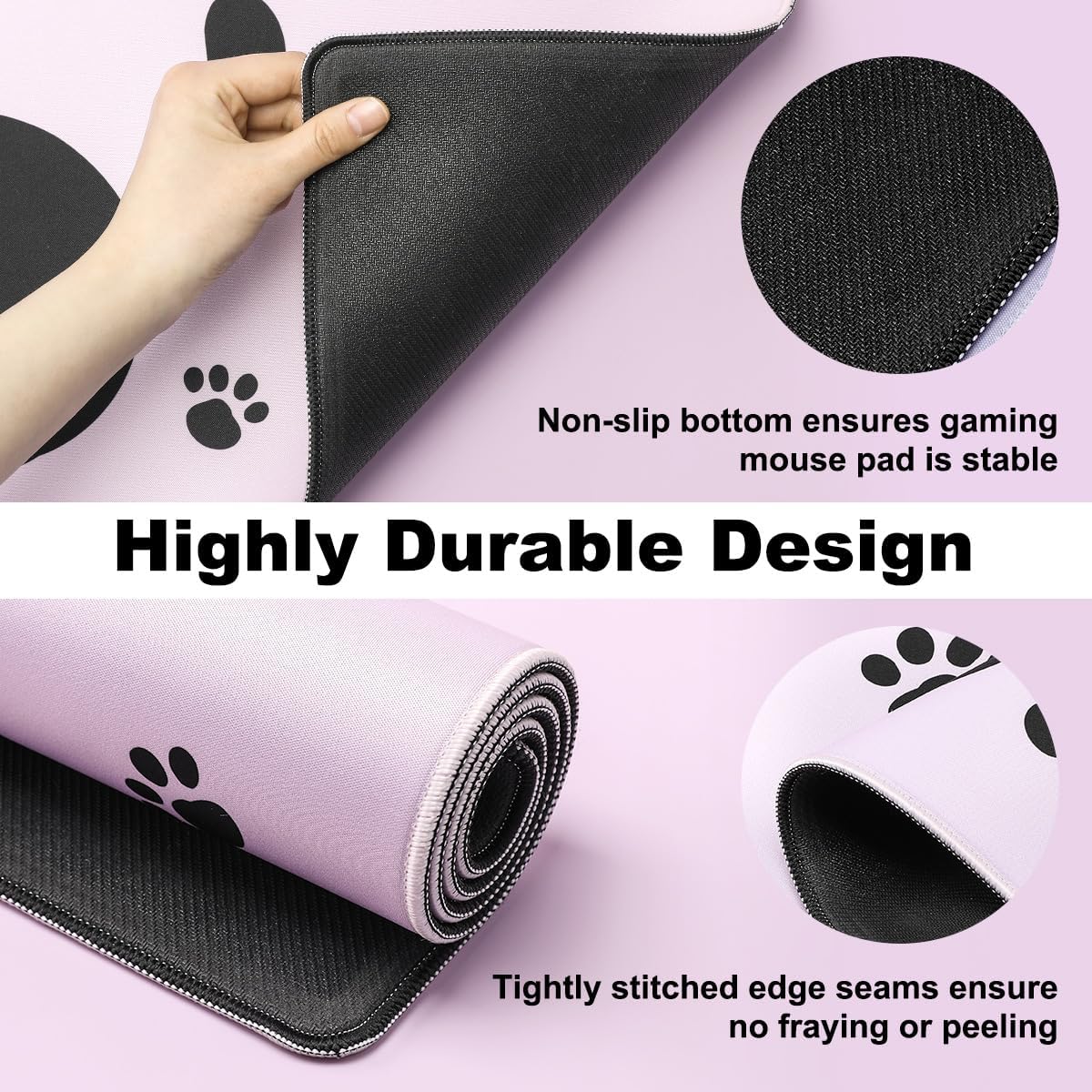 YUNZII Keynovo Gaming Mouse Pad, Large Mouse Pad, Non-Slip 4mm Laptop Gaming Desk Pad for Office and Home(Naughty cat, 31.49'' x 11.8'')