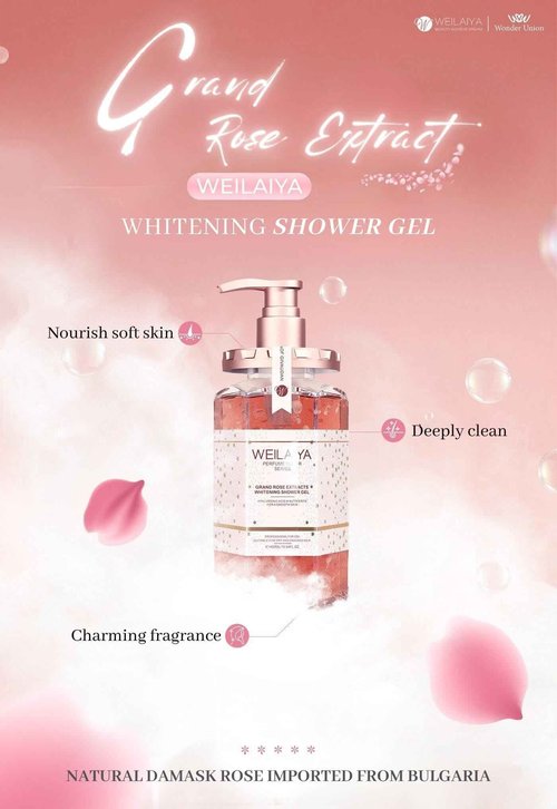 Weilaiya Damask Grand Rose Extract Shower Gel – 450mL / 15.2 fl oz – Moisturizing Body Wash with Natural Rose Essence – Gentle, Hydrating, Aromatherapy Cleanser for All Skin Types
