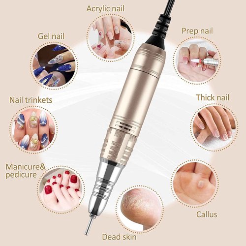 Madenia Professional Nail Drill Machine for Acrylic Nails and 16W Mini UV LED Nail Lamp, Pink