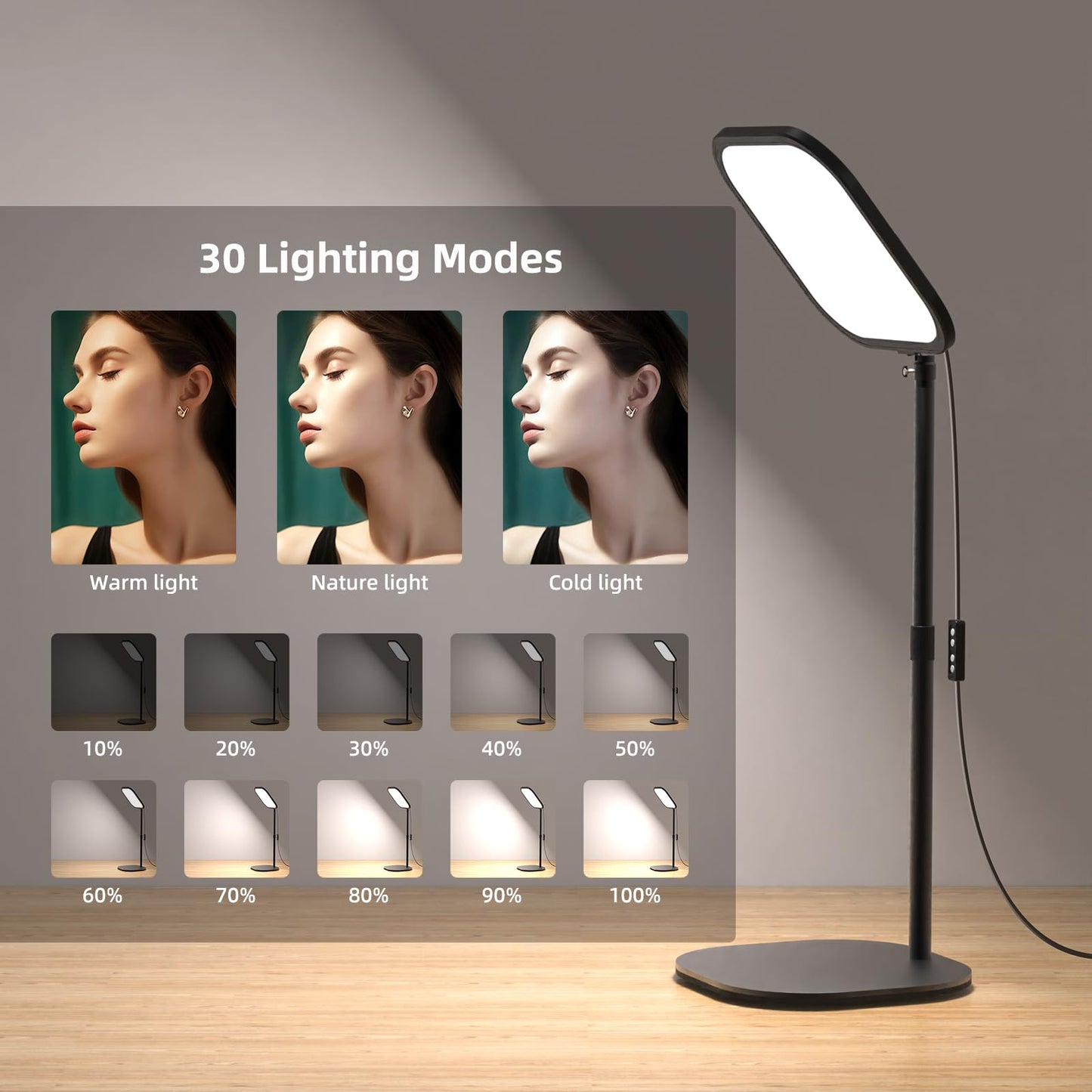 ALTSON 10in Zoom Lighting for Computer, Full-Screen LED Video Conference Light, Desk Ring Light with Stand and Phone Holder for Video Call, Webcam, Home Office, Podcast, Online Meeting, Live Streaming