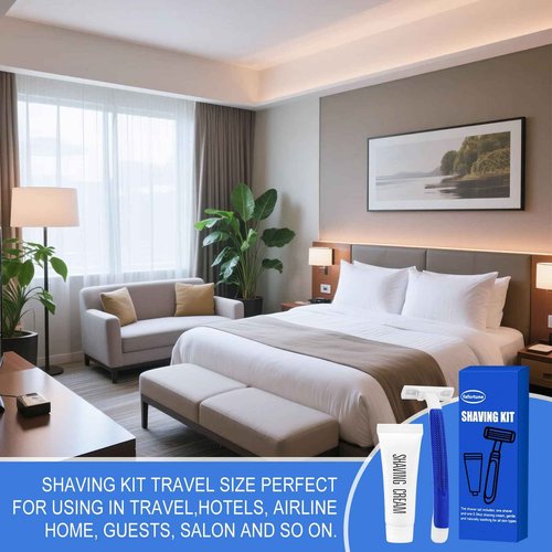 Shave Kit in Bulk Twin Blade Razors with Protective Cap,Disposable Razors in Bulk Shaving Cream for Hotel, Airbnb, Homeless, Shelter, Camping and Travel (240)