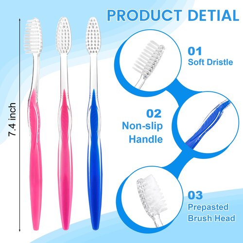HQSLsund 500 pcs Prepasted Disposable Toothbrushes Bulk Individually Wrapped Pre Pasted Soft Bristle Tooth Brush Set Travel Toothbrushes for Homeless Gift Hotel Camping Travel