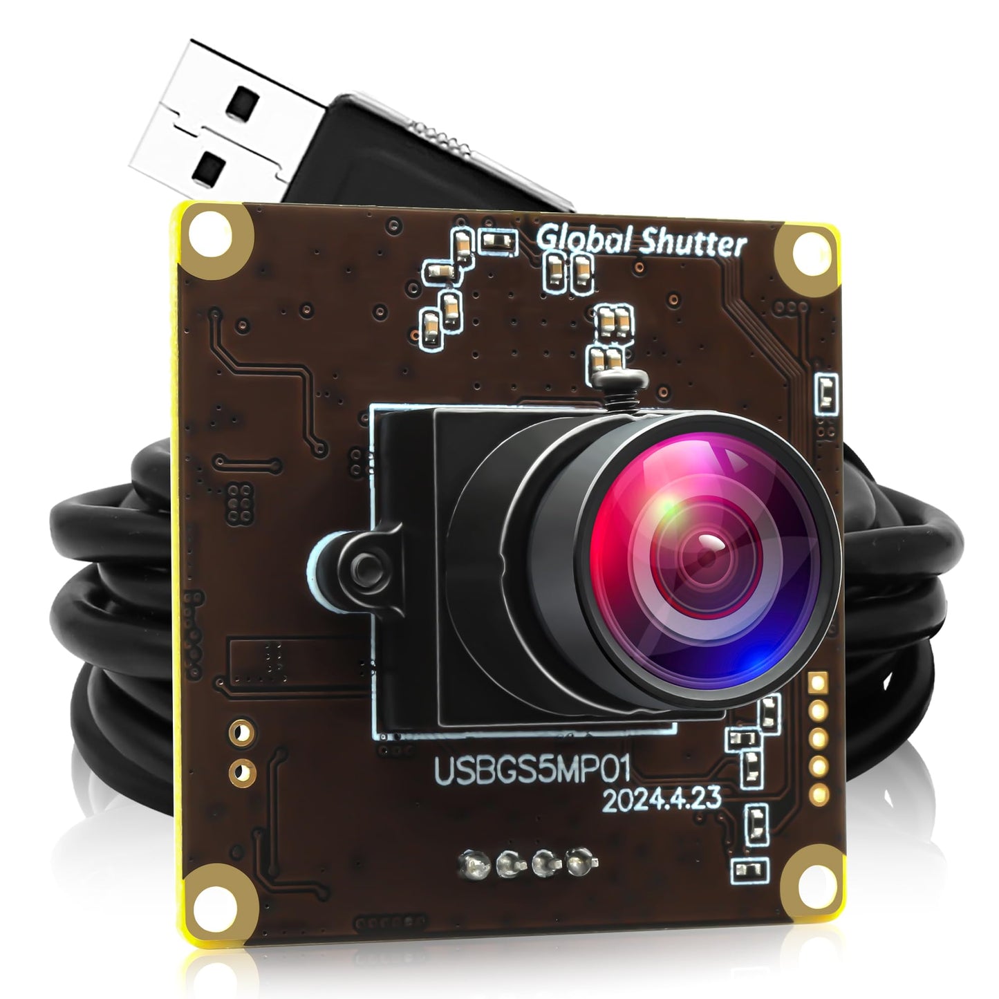 ALPCAM 5MP Global Shutter USB Camera Module High Speed 60fps 1080P PC Webcam with No Distortion Lens Lightburn Camera UVC for Computer Laptop Android and Raspberry Pi