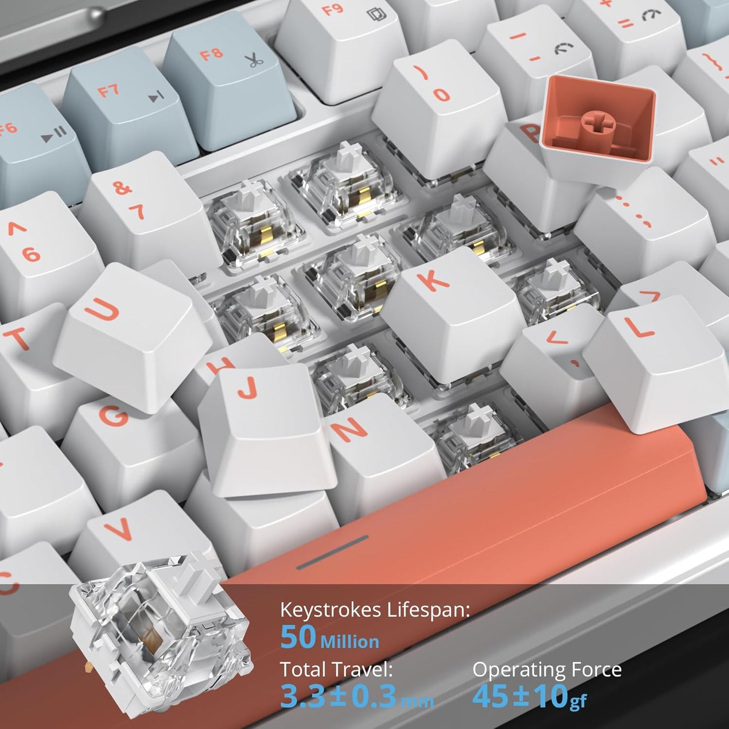 75% Mechanical Gaming Keyboard with Volumn Knob, Gasket Hot Swappable RGB, Wired, Red Switch, 82 Keys Compact Creamy (Black Grey)