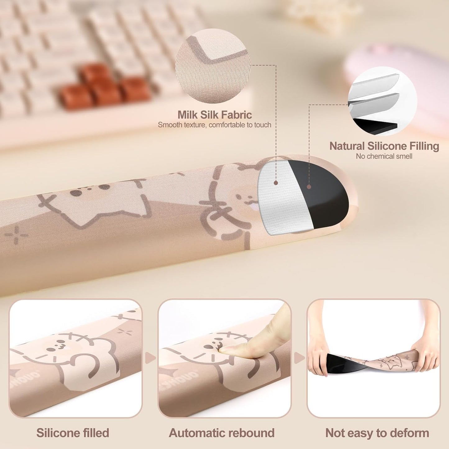 YUNZII YZ98 Gasket Mechanical Keyboard(Milk Switch, Black) Keyboard Wrist Rest(Cat)