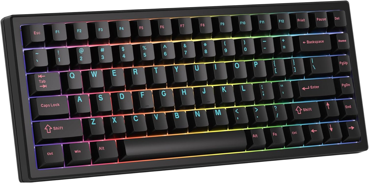 75% Wireless Gaming Keyboard RGB Triple Mode Hot Swappable Mechanical Keyboards PBT Keys Gasket Creamy Custom Keybad Quiet White Switch for Win/MAC