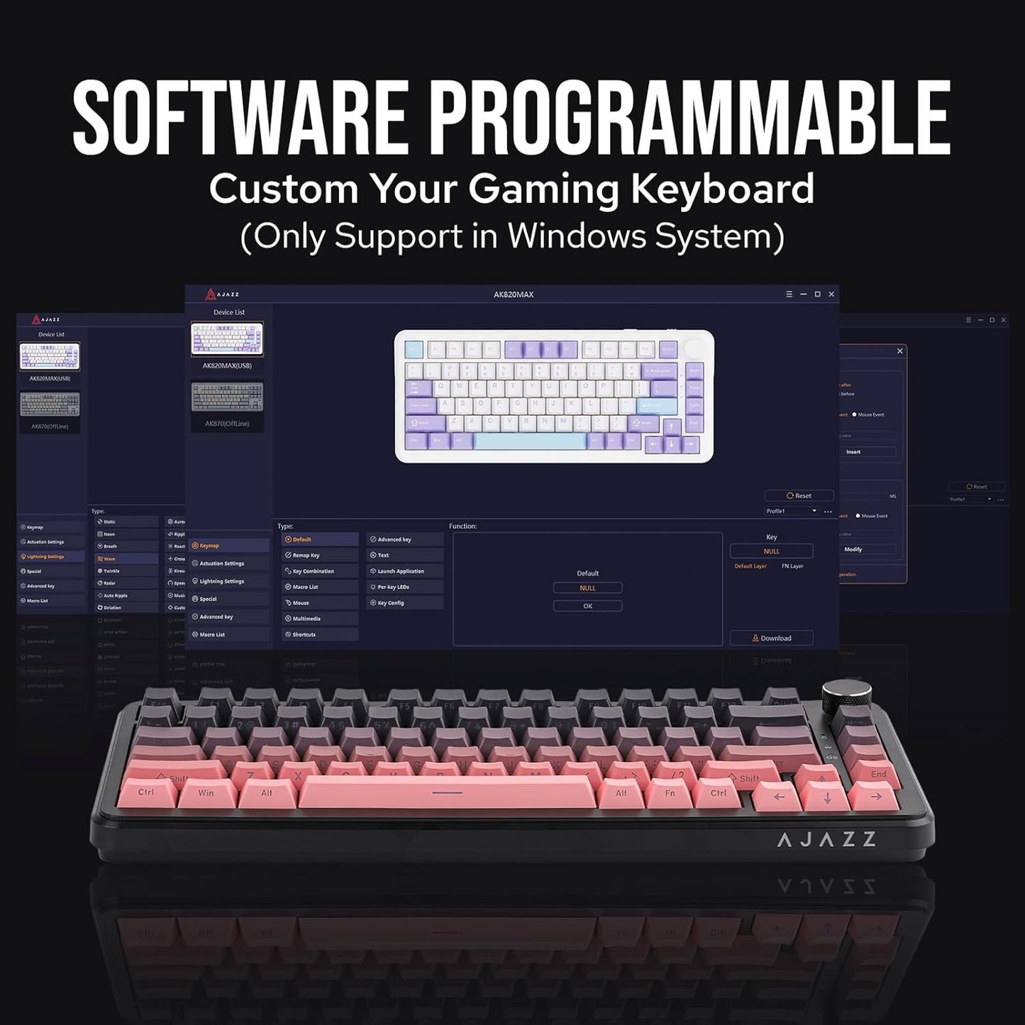 AJAZZ AK820 MAX HE Hall Effect Magnetic Gaming Keyboard, Adjustable Actuation, 8KHz Polling Rate, Wired Rapid Fast Keyboard, Creamy Gasket, RGB Backlight, NKRO for Win/Mac (White)
