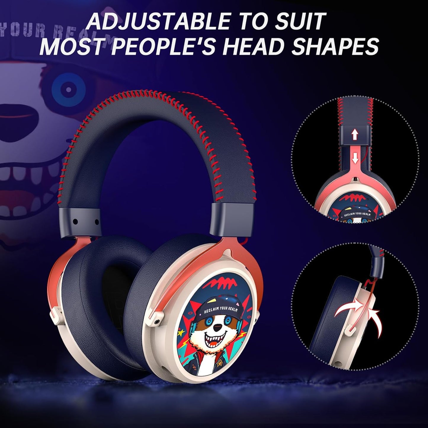 2.4GHz Wireless Gaming Headset for PS5, PS4, PC, Switch, 7.1 Surround Sound, Bluetooth 5.4 Gaming Headphones for Phone, Pad, Laptop, 6mm Noise Canceling Mic, Bio-Dynamic Stereo Sound - Black