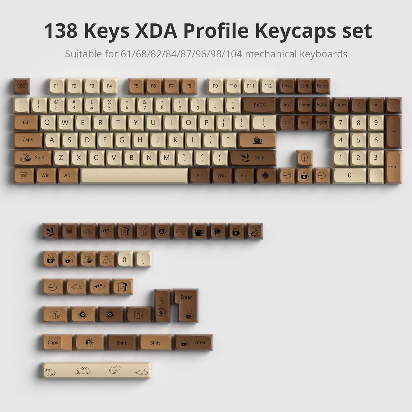 61 PBT Game keycap, 60% Backlight with Key Puller OEM Configuration American Layout, 87/104 Mechanical Keyboard (no Keyboard) (Ahris)